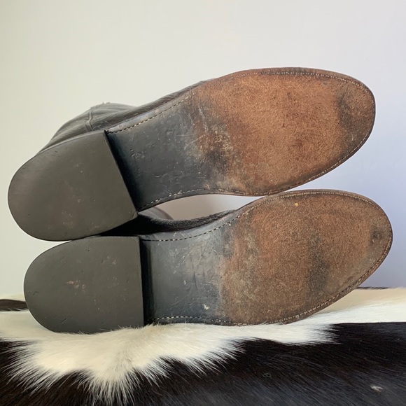 LUCCHESE Ostrich Leather Black Cherry Roper Cowboy Western Boots Men’s Size 9.5 - Picture 7 of 10